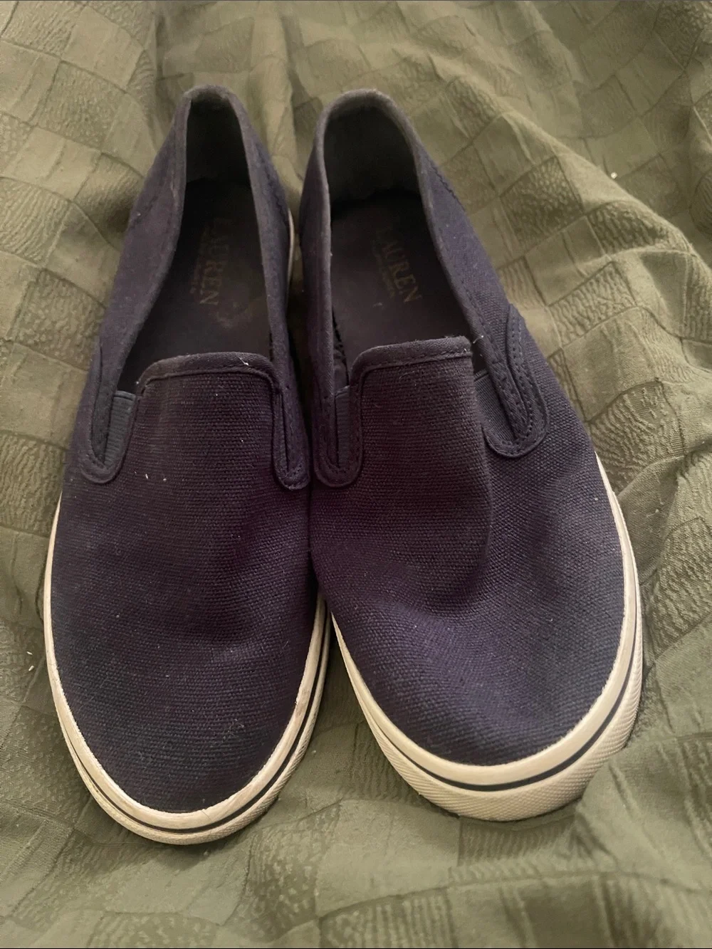 Lauren Ralph Lauren women’s navy blue Slip-On Canvas Loafers